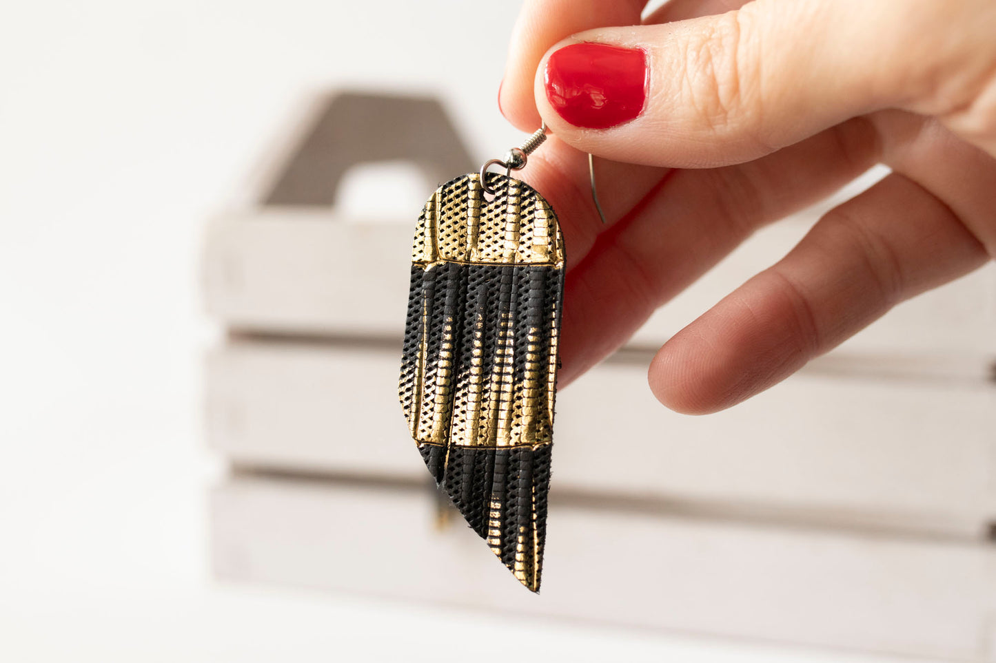 Leather Earrings / Mini Fringe / Empire Gold