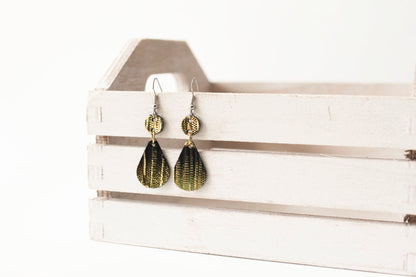 Leather Earrings / Droplets / Empire Gold