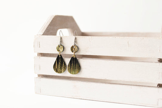 Leather Earrings / Droplets / Empire Gold