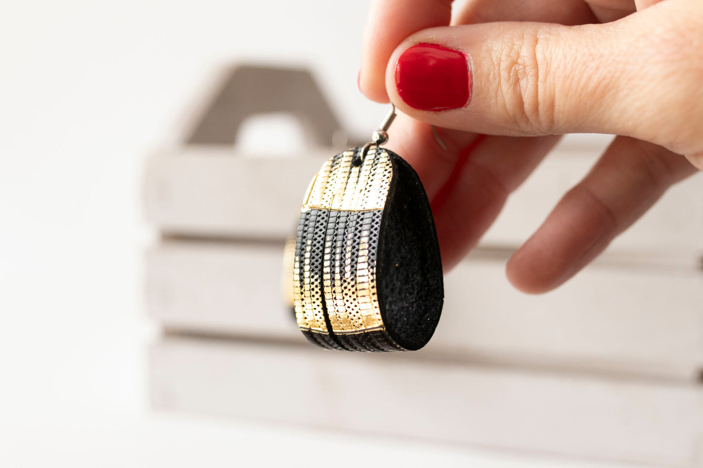 Leather Earrings / Mini Sliced / Empire Gold