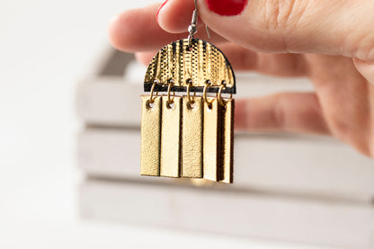 Leather Earrings / Cinque Luci / Empire Gold