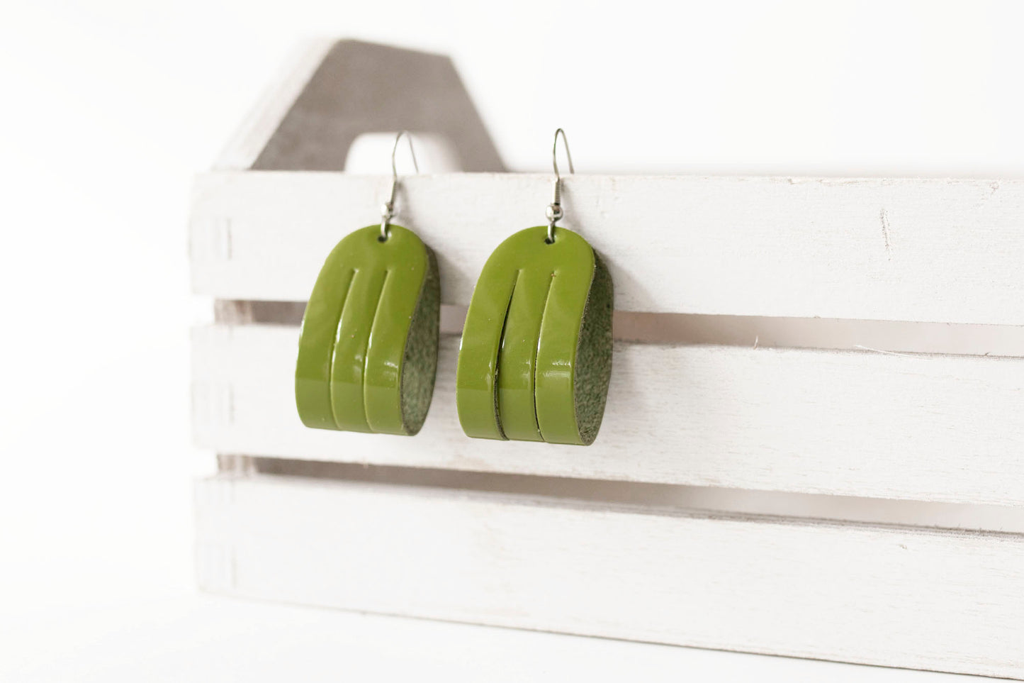 Leather Earrings / Mini Sliced / Gloss-o-cado