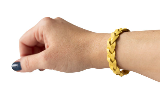 Braided Leather Bracelet / Butter Popcorn
