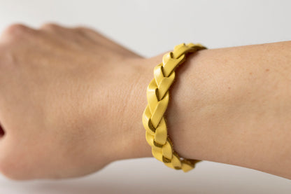 Braided Leather Bracelet / Butter Popcorn