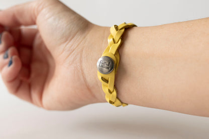 Braided Leather Bracelet / Butter Popcorn