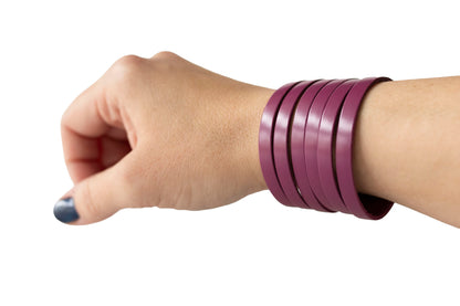 Leather Bracelet / Original Sliced Cuff / Berry-ish
