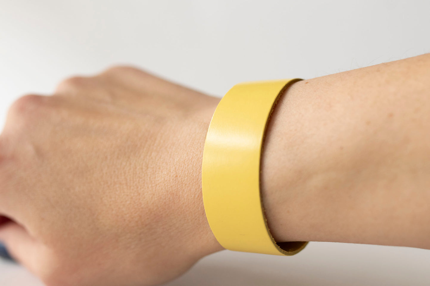 Leather Bracelet / Slim Cuff / Butter Popcorn