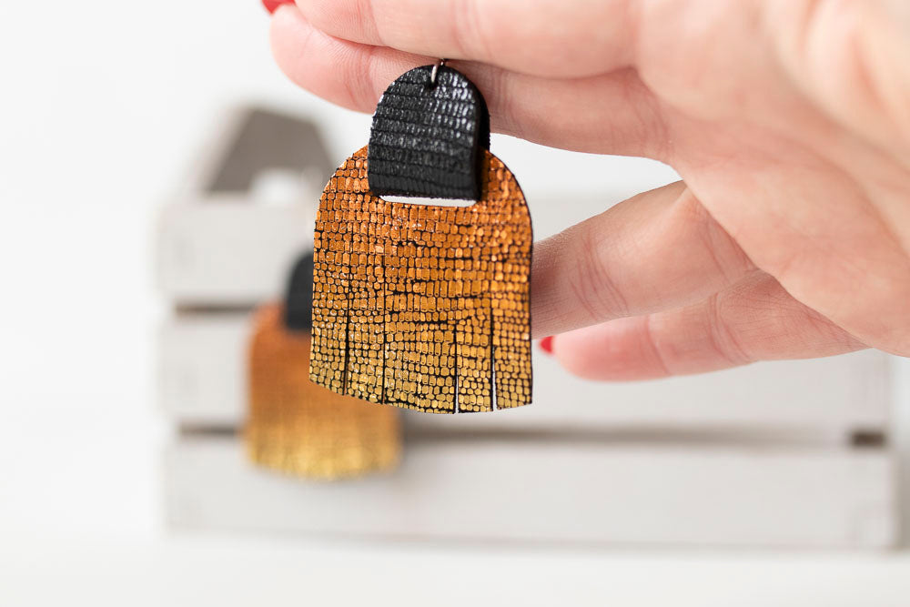 Leather Earrings / Fringies / Volcanic Sparkle
