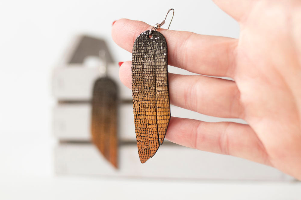 Leather Earrings / Fringe / Volcanic Sparkle