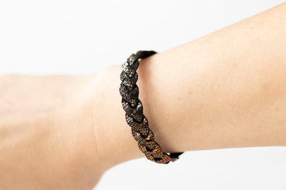 Braided Leather Bracelet / Volcanic Sparkle