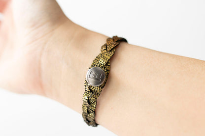 Braided Leather Bracelet / Volcanic Sparkle