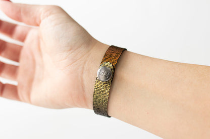 Leather Bracelet / Skinny Slim Cuff / Volcanic Sparkle