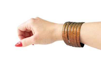 Leather Bracelet / Original Sliced Cuff / Volcanic Sparkle