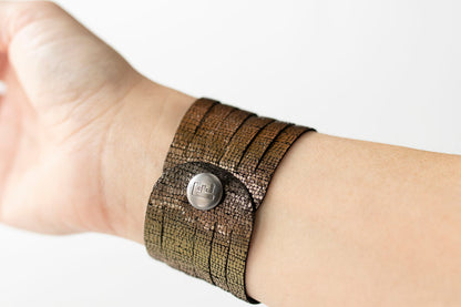 Leather Bracelet / Original Sliced Cuff / Volcanic Sparkle