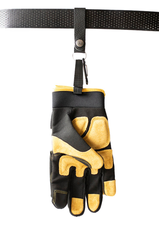 Loop & Hold / Leather Belt Loop Glove Keeper / Deep Black