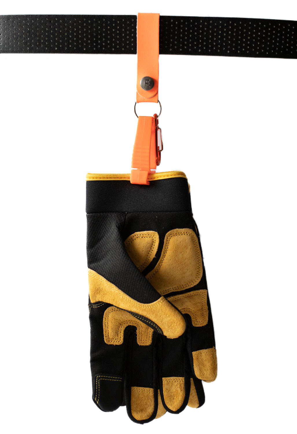 Loop & Hold / Leather Belt Loop Glove Keeper / Neon Orange