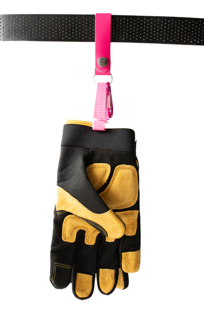 Loop & Hold / Leather Belt Loop Glove Keeper / Neon Pink