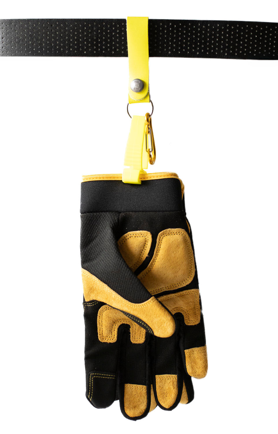 Loop & Hold / Leather Belt Loop Glove Keeper / Neon Yellow