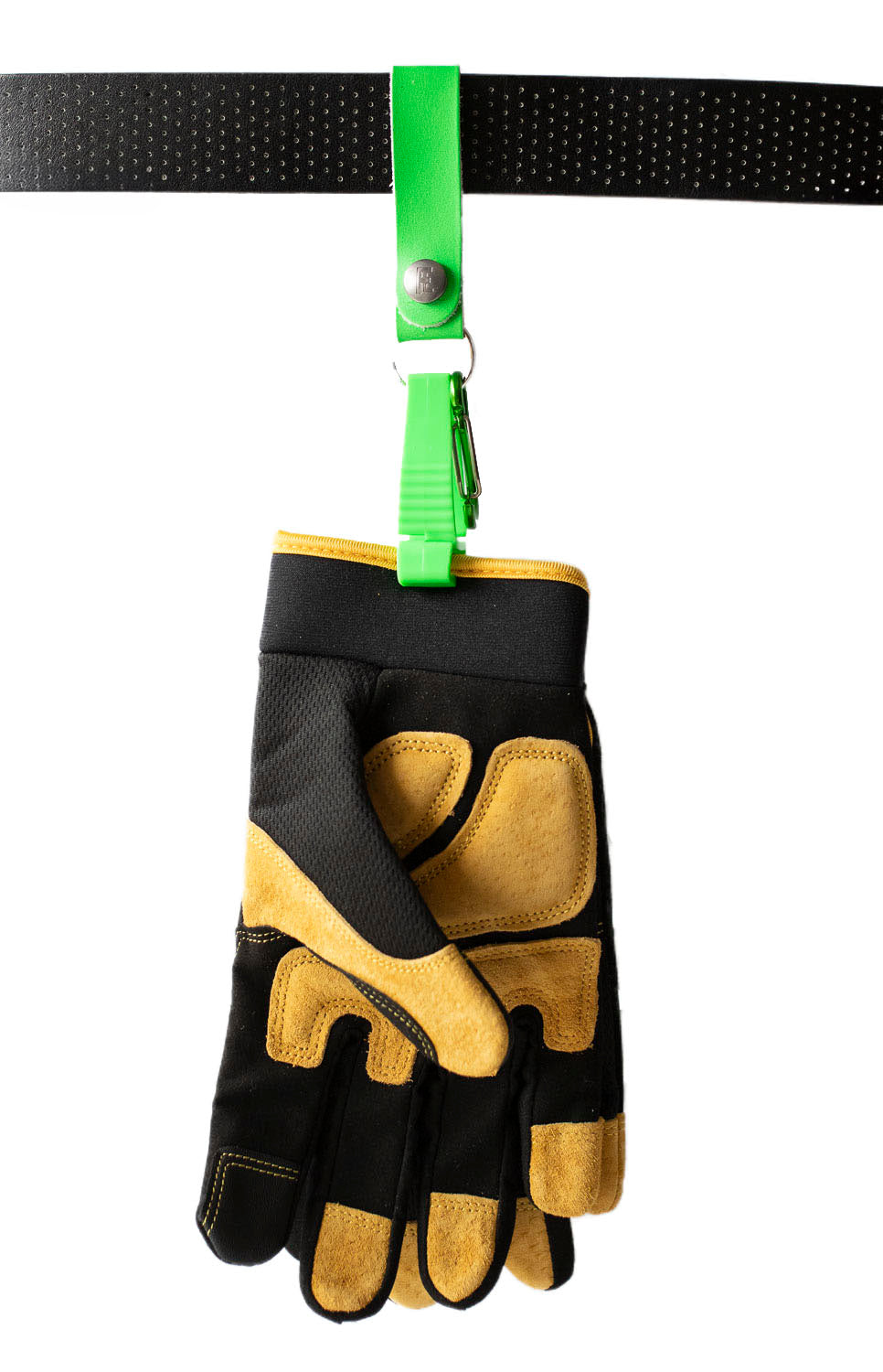 Loop & Hold / Leather Belt Loop Glove Keeper / Neon Green