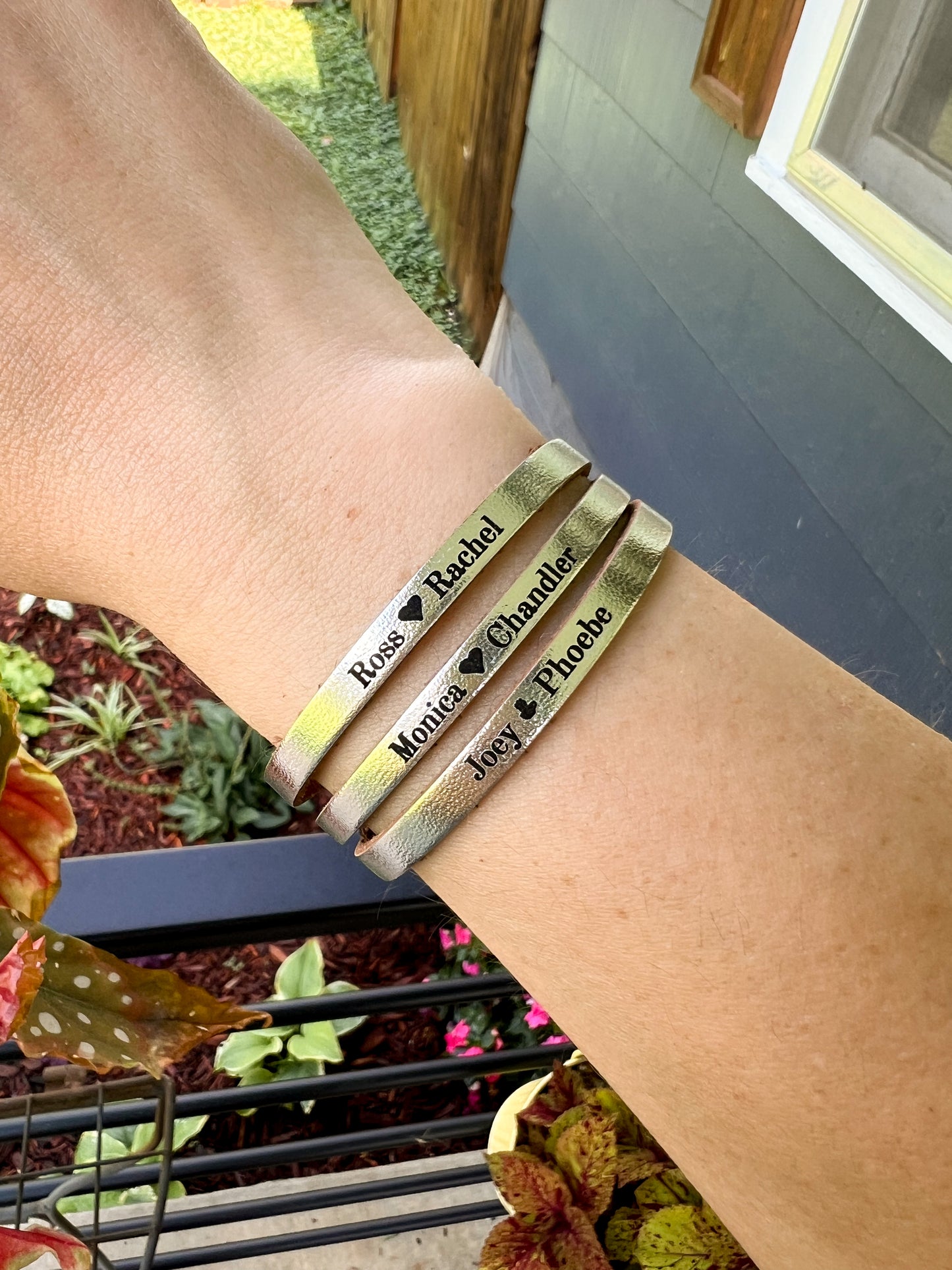 Leather Bracelet / Ultra Skinny Sliced Cuff / Custom Personalization