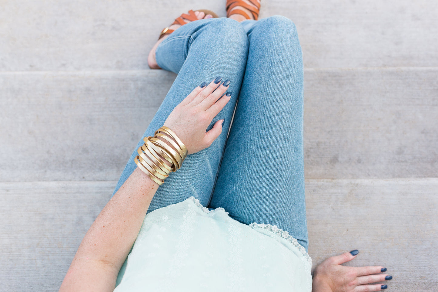 Leather Bracelet / Original Sliced Wrap Cuff / Coral Sands