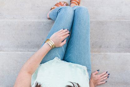 Leather Bracelet / Skinny Sliced Wrap Cuff / Lemon Seltzer