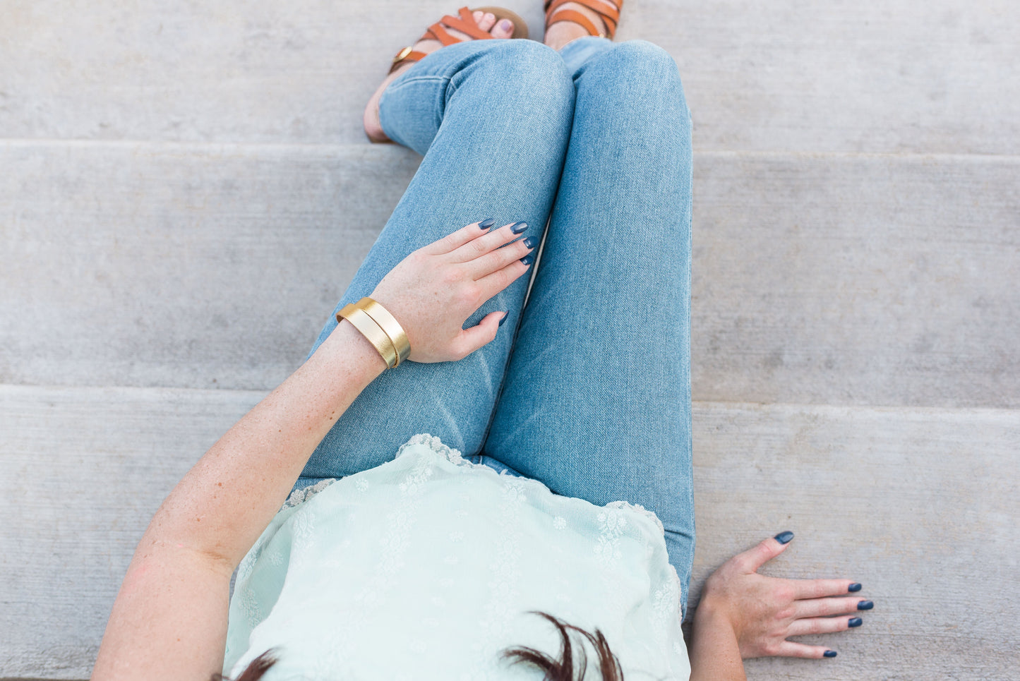 Leather Bracelet / Slim Wrap Cuff / Teal Quartz Shimmer