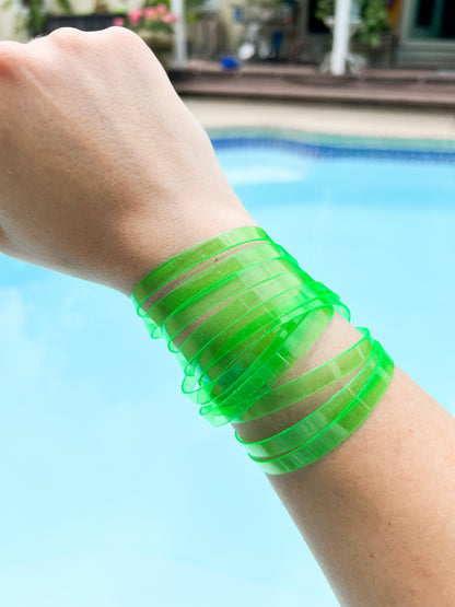 Leather Earrings / Fringe / Lime Jelly