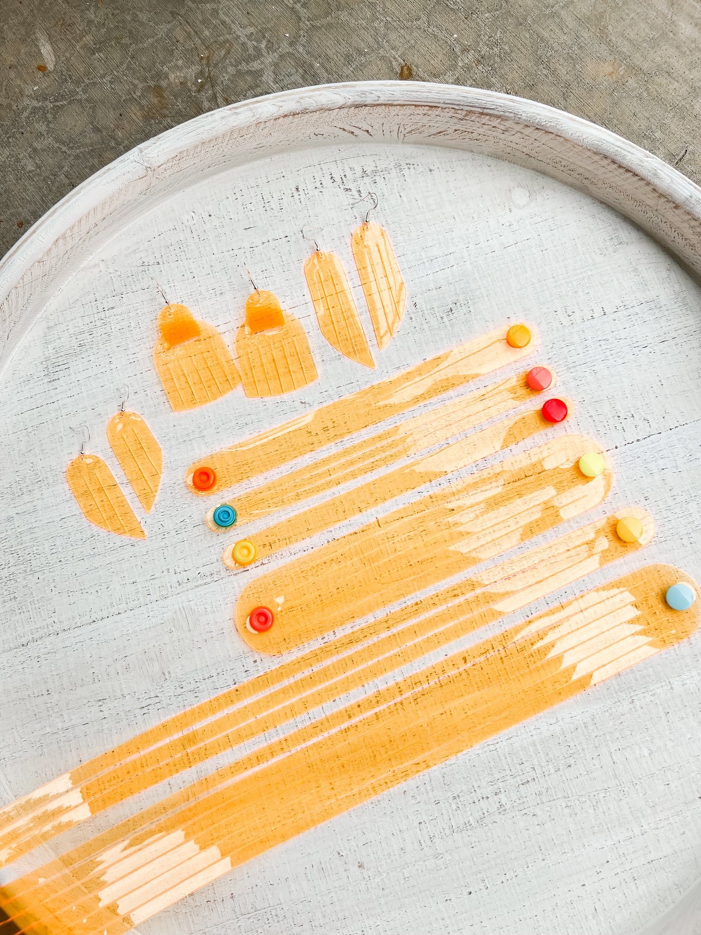 Leather Earrings / Mini Fringe / Orange Marmalade