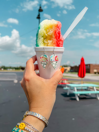 Leather Earrings / Snow Cones / Rainbow