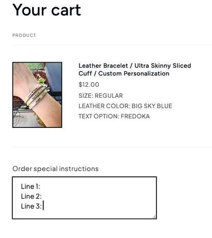 Leather Bracelet / Ultra Skinny Sliced Cuff / Custom Personalization