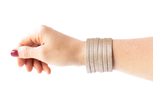 Leather Bracelet / Original Sliced Cuff / White Gold