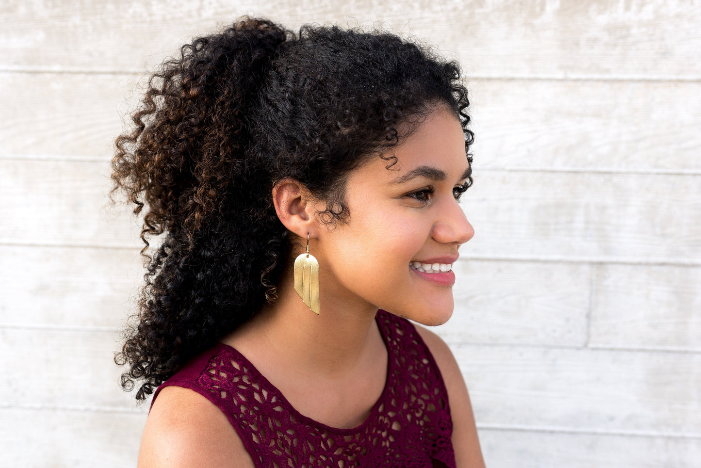 Leather Earrings / Mini Fringe / Aubergine