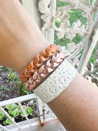 Braided Leather Bracelet / Frosted Ginger