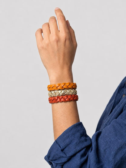 Braided Leather Bracelet / Butternut