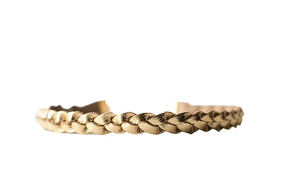 Braided Leather Choker / Necklace / Metallic Gold