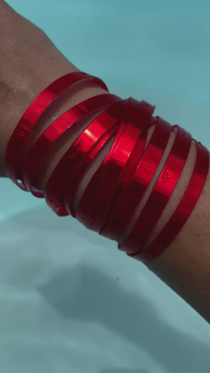 Leather Bracelet / Original Sliced Wrap Cuff / Hot Pepper Jelly