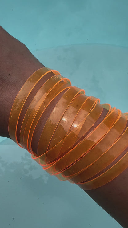 Leather Bracelet / Original Sliced Cuff / Orange Marmalade