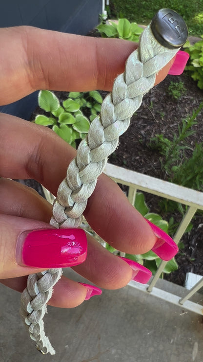 Braided Leather Bracelet / Pastel Cloud