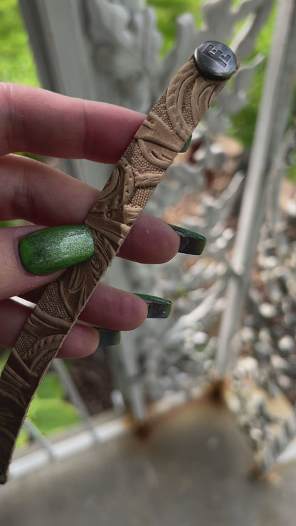 Leather Bracelet / Skinny Slim Cuff / Western Floral