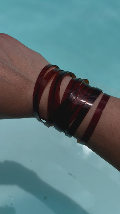 Leather Bracelet / Slim Cuff / Coffee Jelly