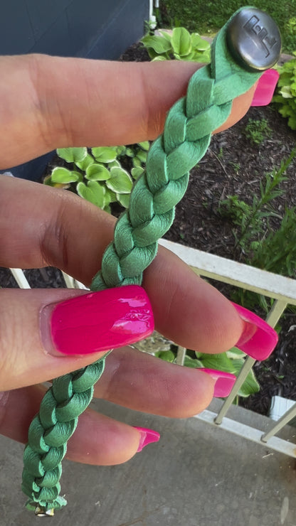 Braided Leather Bracelet / Seafoam