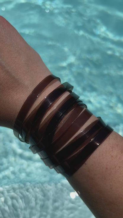 Leather Bracelet / Original Sliced Wrap Cuff / Spotted Leopard Jelly