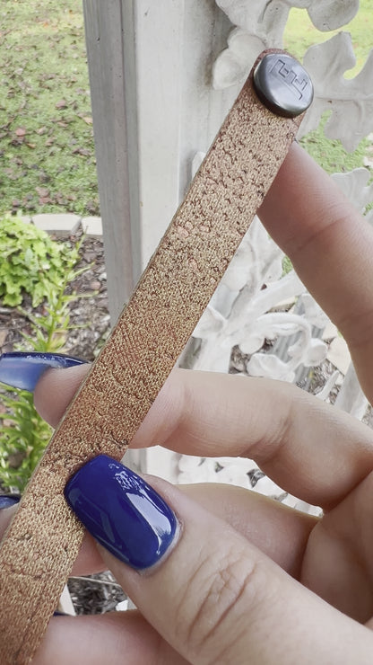 Leather Bracelet / Skinny Slim Cuff / Gold Flake Cork