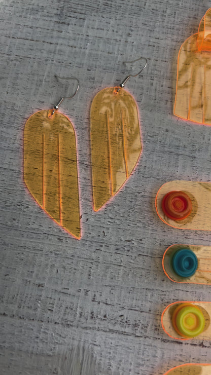 Leather Earrings / Mini Fringe / Orange Marmalade