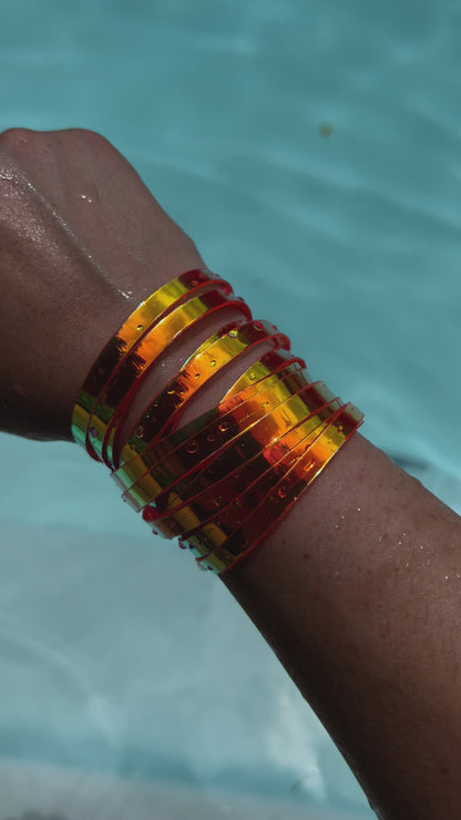 Leather Bracelet / Original Sliced Cuff / Mango Jelly