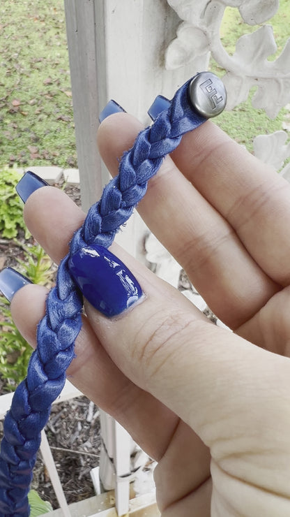 Braided Leather Bracelet / Cobalt Blue