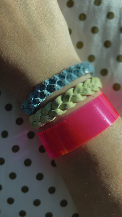 Leather Bracelet / Slim Cuff / Dragon Fruit Jelly