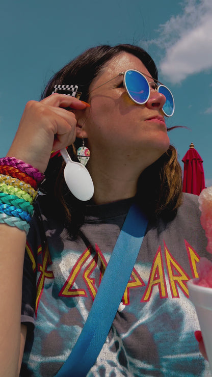 Leather Earrings / Snow Cones / Rainbow