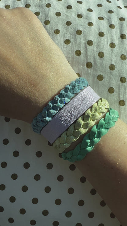 Braided Leather Bracelet / Seafoam